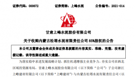 1.12億！又一家水泥企業(yè)被上峰水泥高價收購！