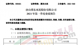 冀東水泥預(yù)虧！一季度凈利潤(rùn)虧損4000–6000萬(wàn)元！