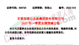 祁連山預(yù)計一季度凈利潤同比減少87%~99%！