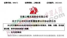 注冊(cè)資本1億元，上峰水泥投資成立新公司！