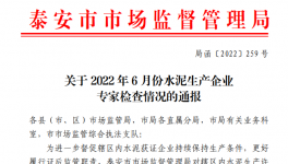 泰安市關(guān)于2022年6月份水泥生產(chǎn)企業(yè)專家檢查情況的通報
